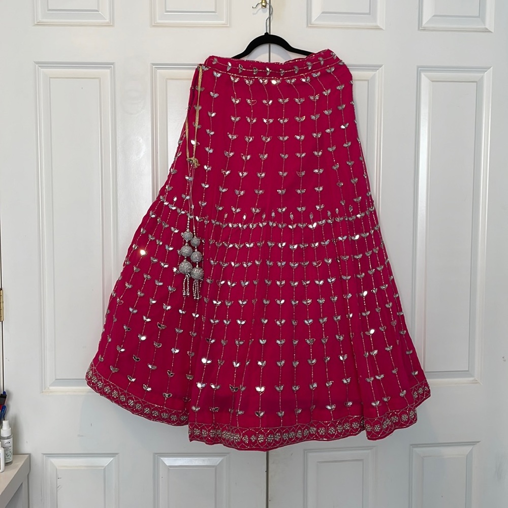 BRAND NEW Hot pink lengha choli with mirror work